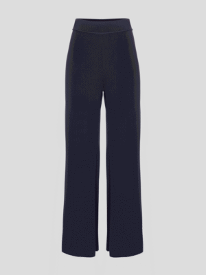 Navy high-waisted wide-leg trousers