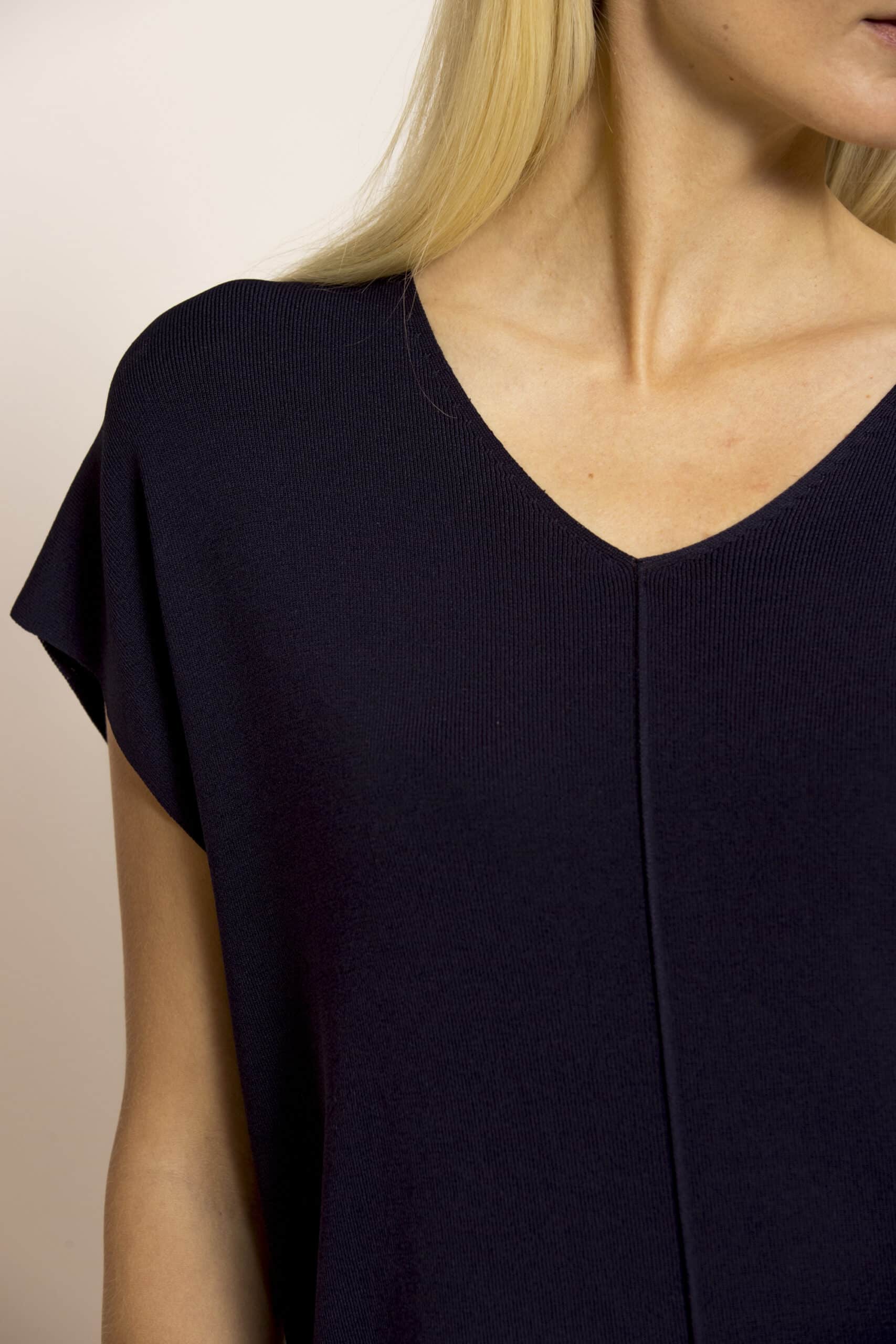 Navy relaxed-fit V-neck blouse - Image 6