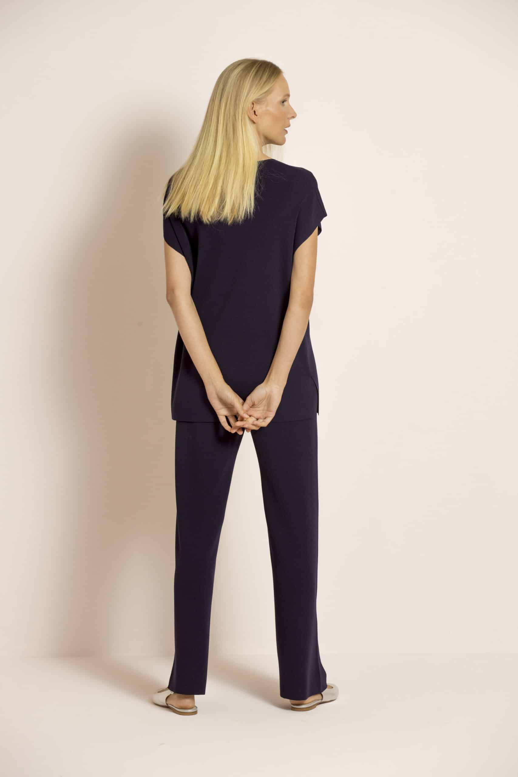 Navy high-waisted wide-leg trousers - Image 5