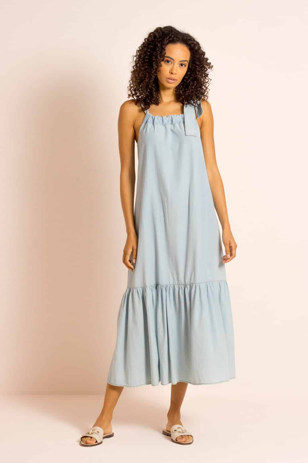 Bleached blue sleeveless long dress - Image 2