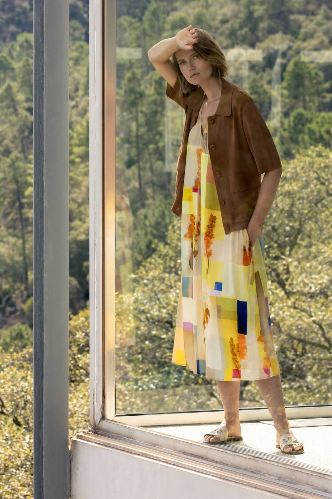 Yellow multicolour sleeveless long dress - Image 5