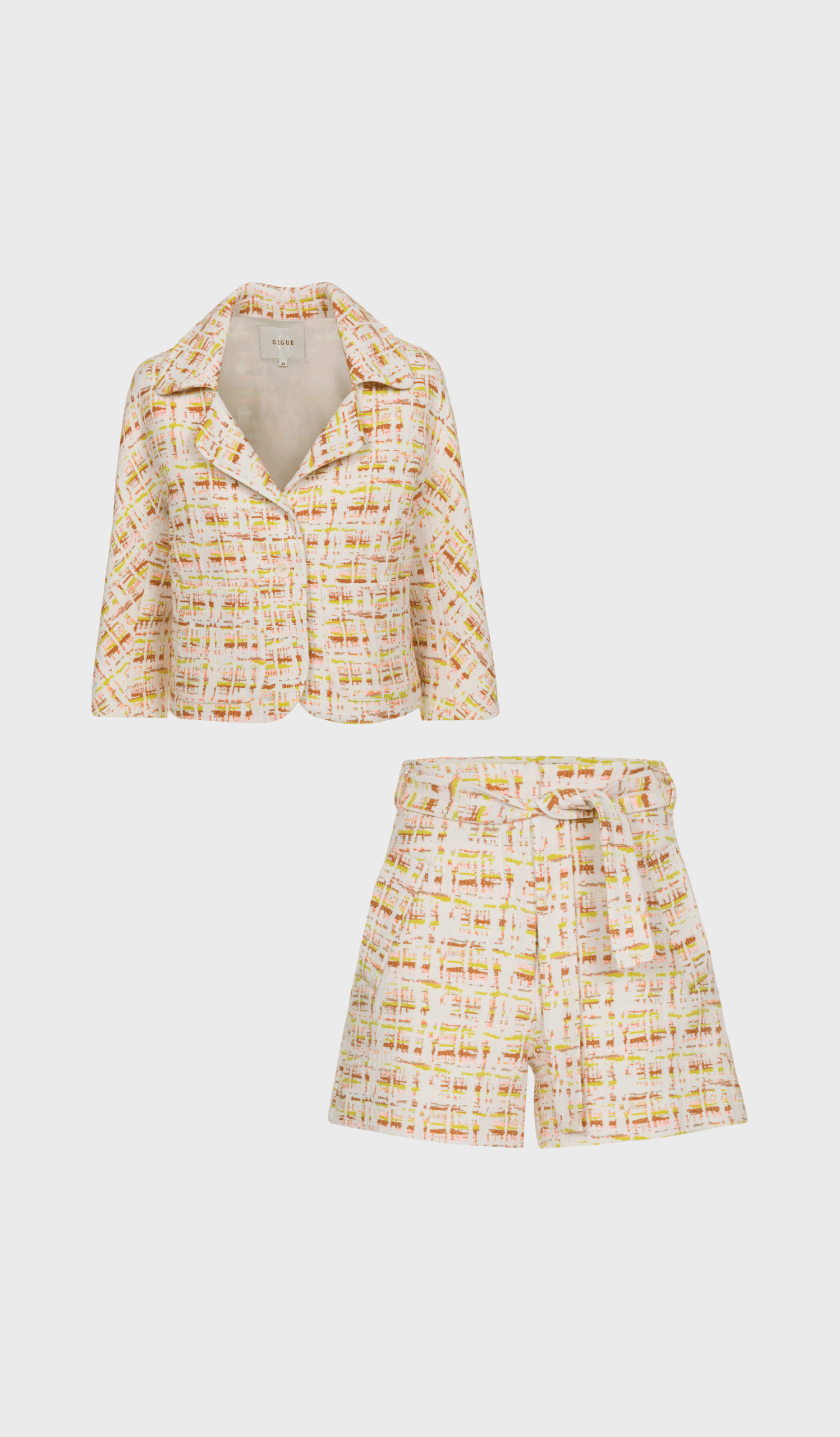 Ecru patterned high-waisted shorts - Image 2