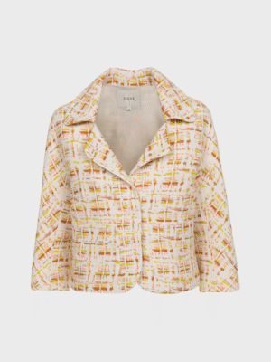 Ecru patterned short blazer