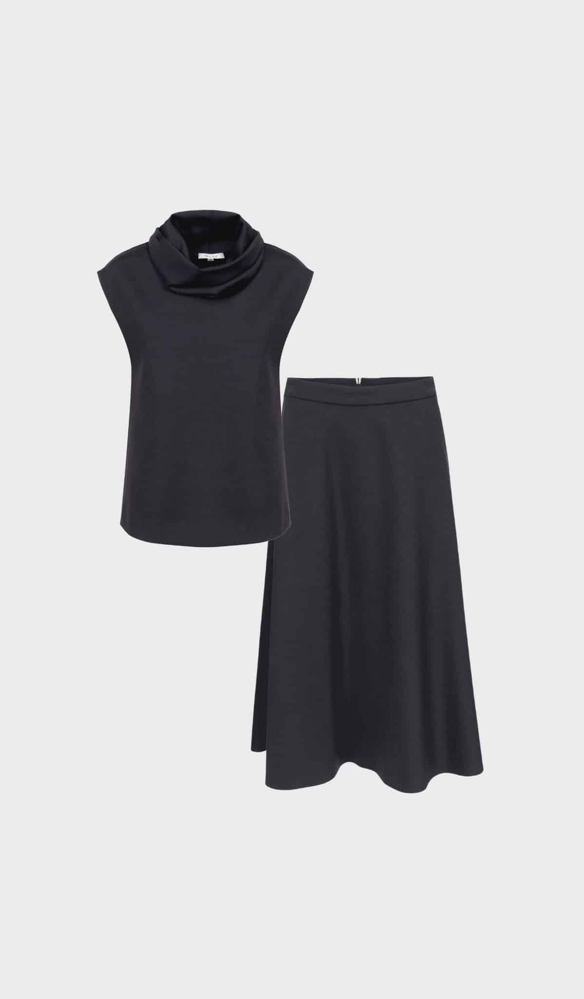 Black midi A-line skirt - Image 2