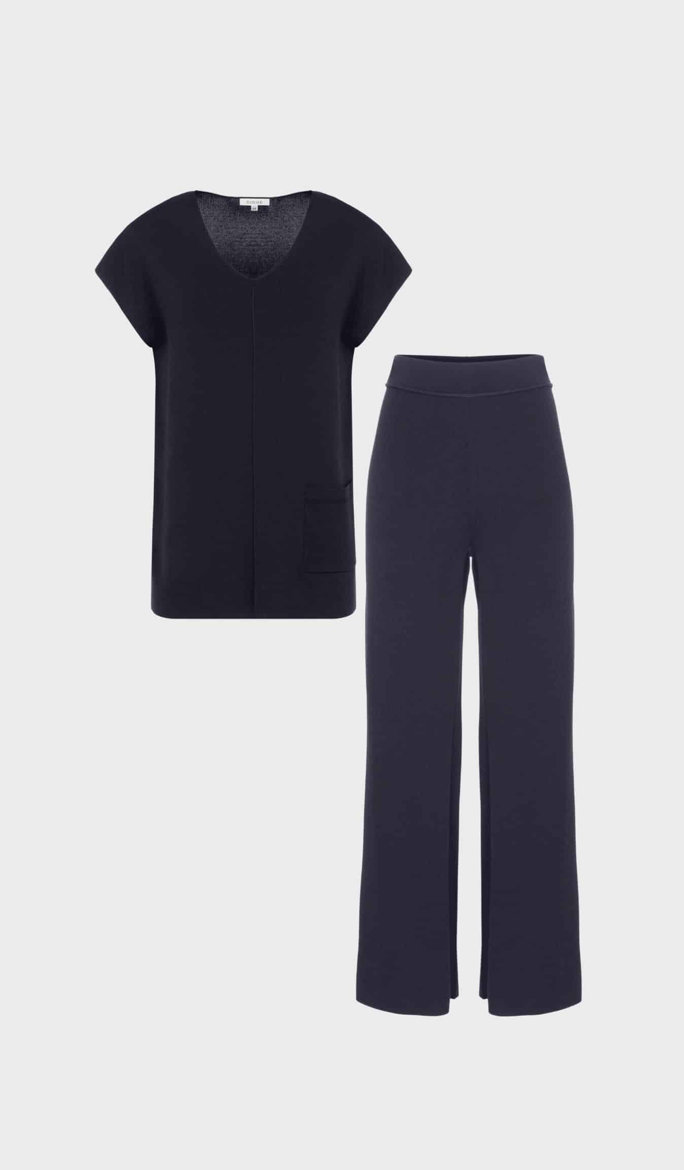 Navy relaxed-fit V-neck blouse - Image 2
