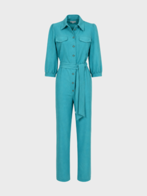 Turquoise belted jumpsuit