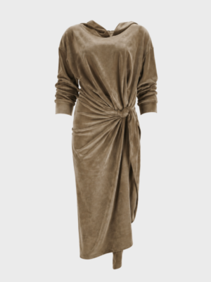 Beige velvet wrap dress