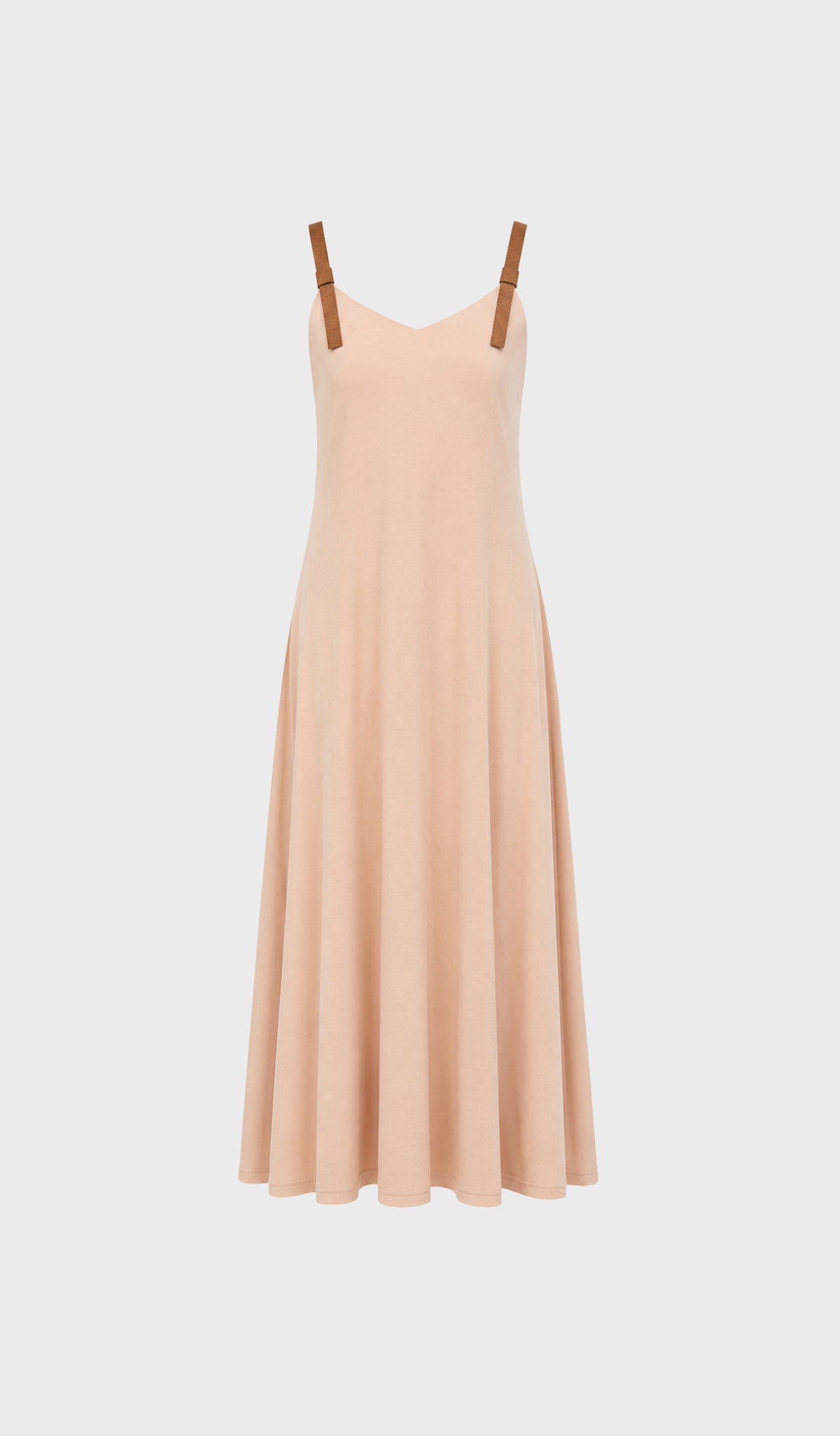 Beige strap detail tencel dress