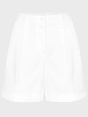 White pleated high-waisted shorts