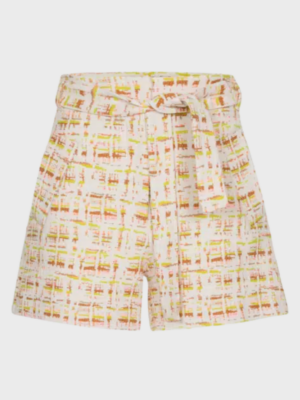 Ecru patterned high-waisted shorts