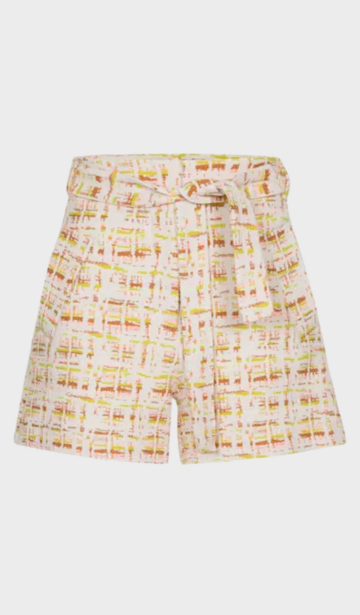 Ecru patterned high-waisted shorts