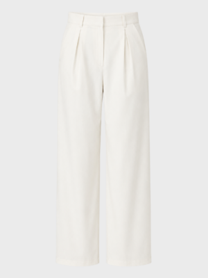 Ivory high-waisted pleat trousers