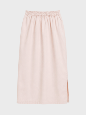 Pink sateen long side cut skirt