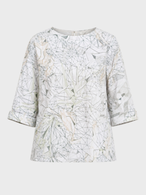 White round neckline A-line blouse