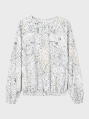 White sleeve and hem elasticated blouse