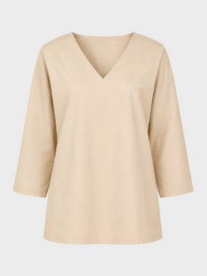 Beige v-neck 3/4 sleeve blouse