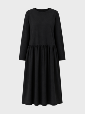 Black frilled midi dress