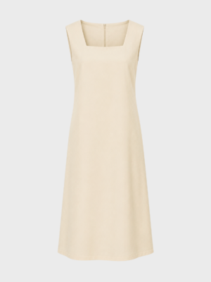 Beige square neckline dress