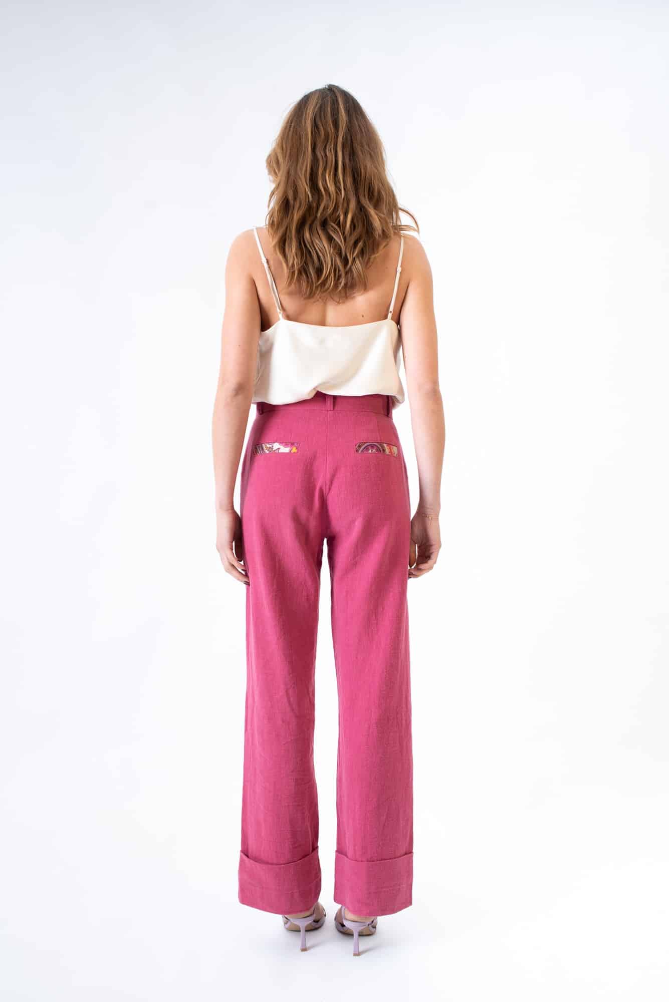 Pink linen long Ocal trousers - Image 5