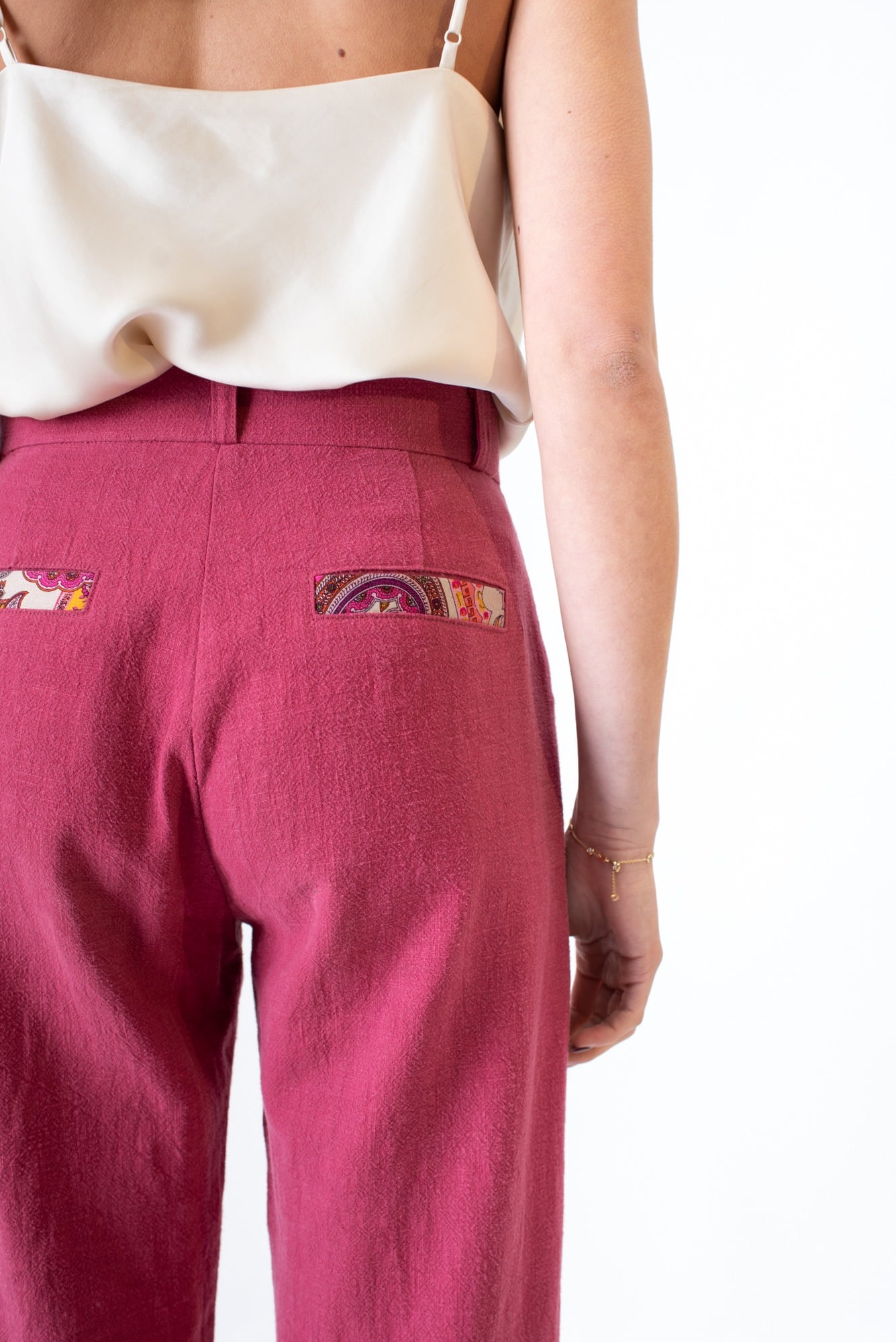 Pink linen long Ocal trousers - Image 4