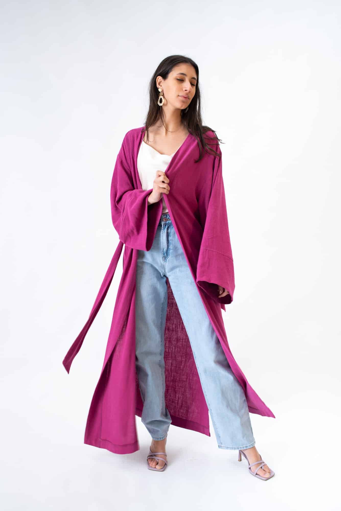 Pink linen Villa Longa kimono - Image 3