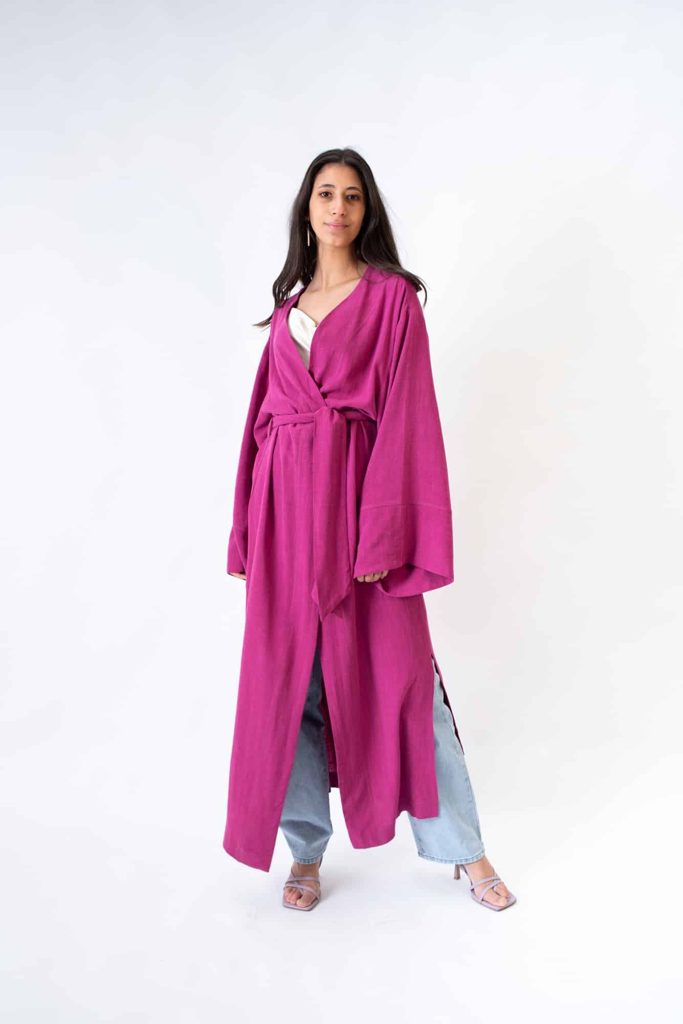 Pink linen Villa Longa kimono - Image 5