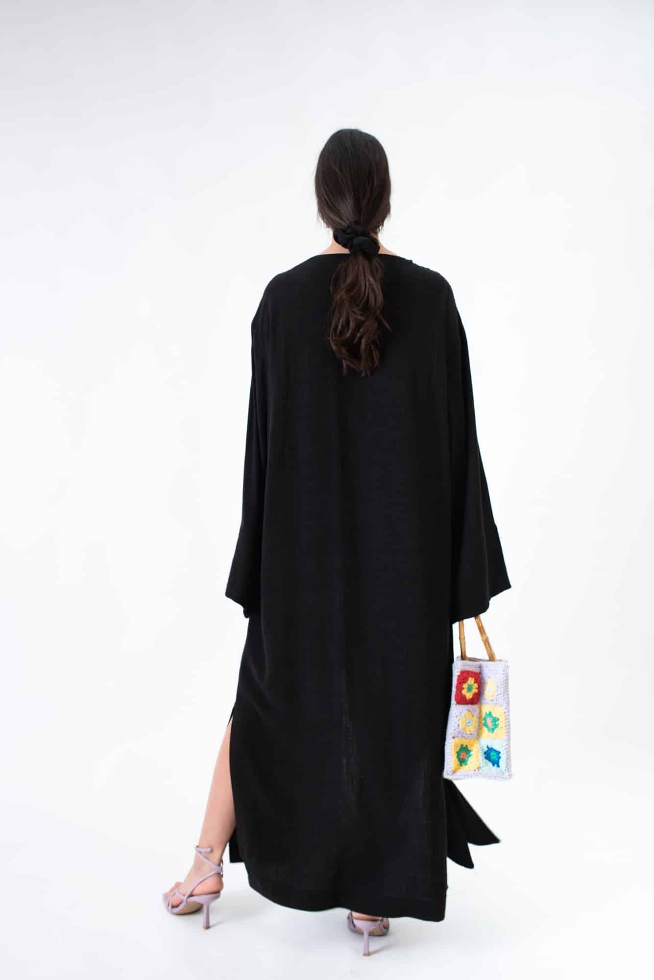 Black linen Kalamata kaftan - Image 4