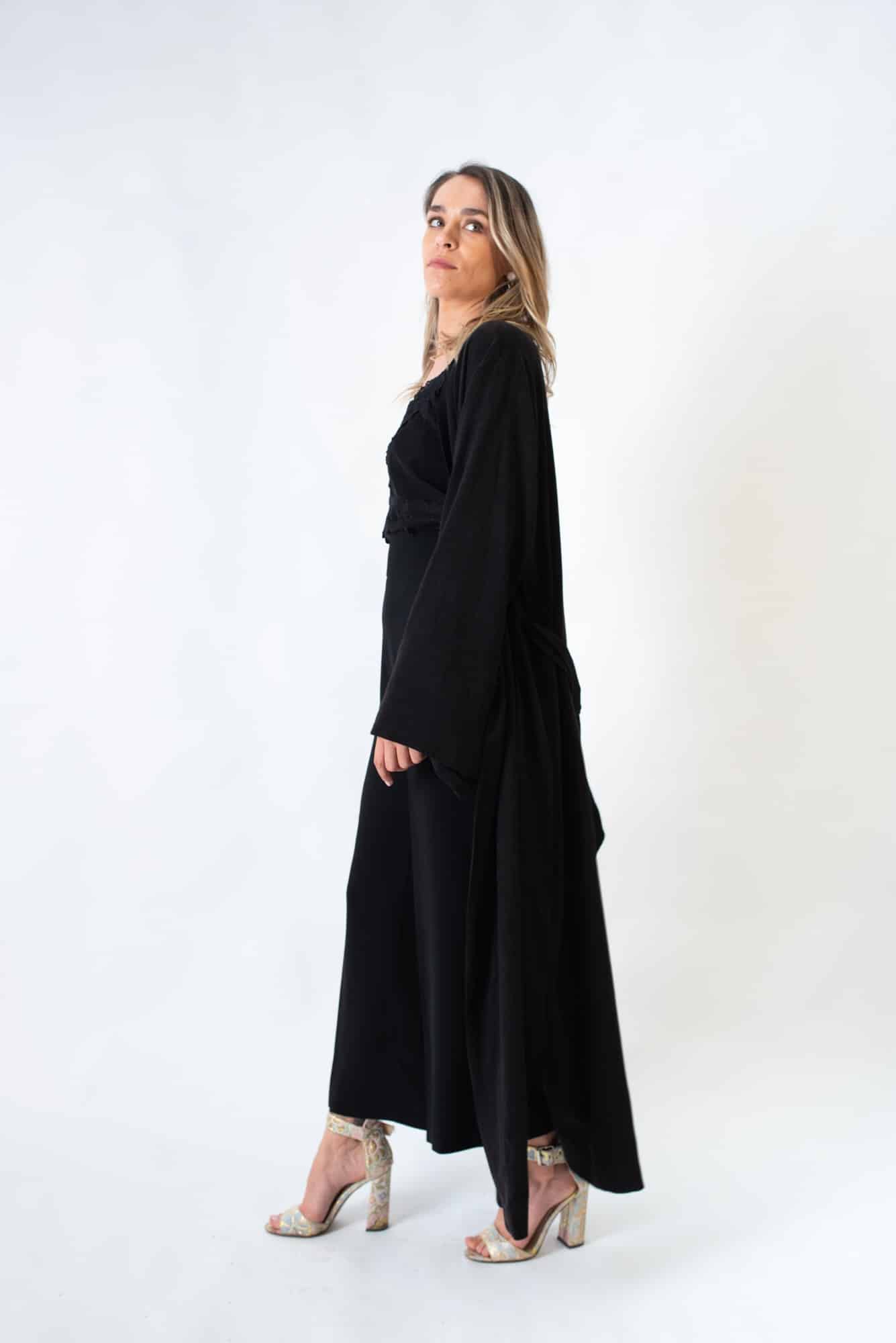 Black linen Villa Longa kimono - Image 5