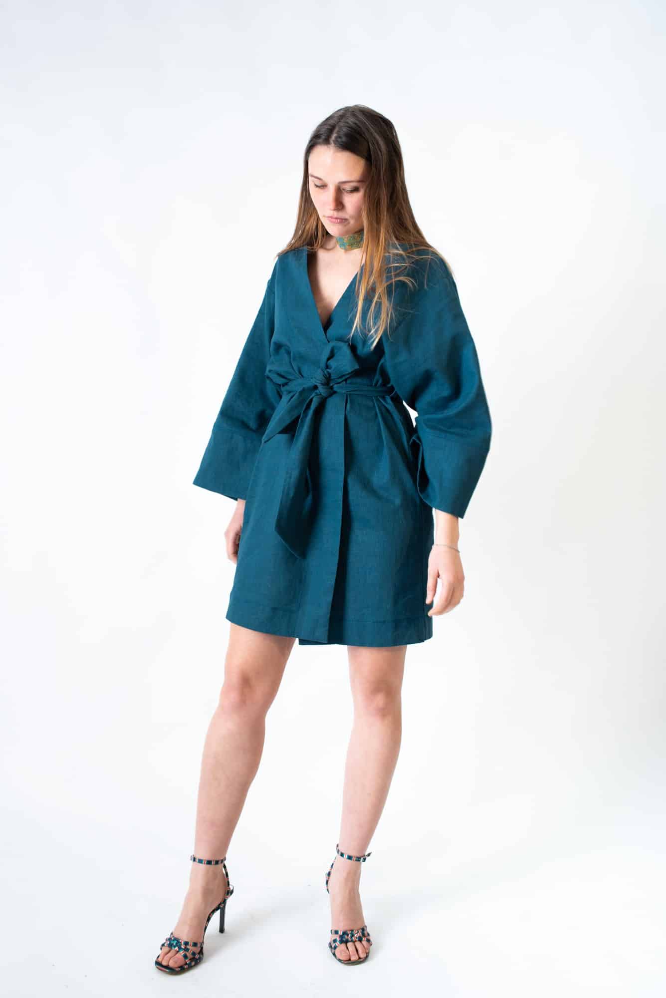 Petrol linen Lucio kimono (short) - Image 3