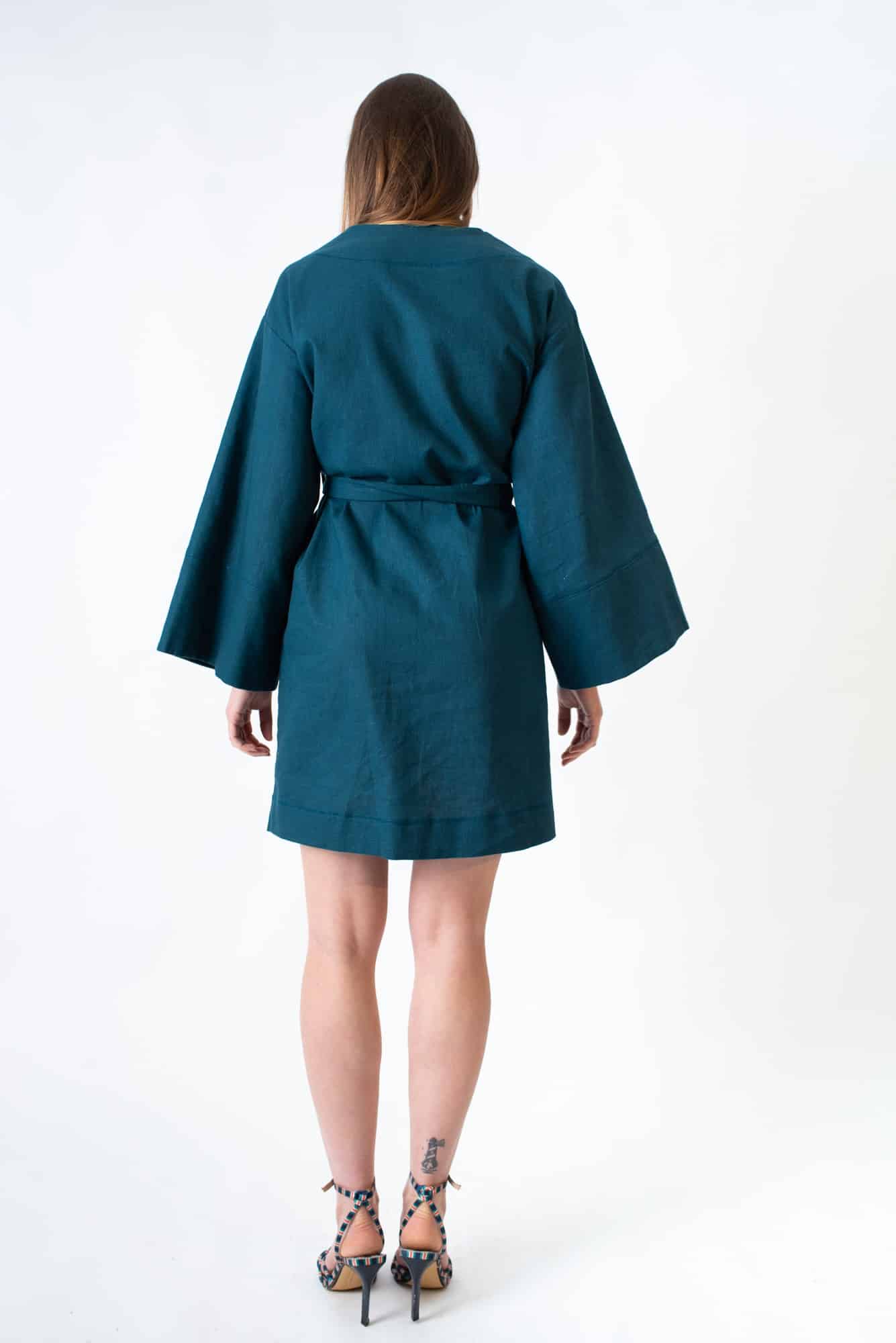 Petrol linen Lucio kimono (short) - Image 4