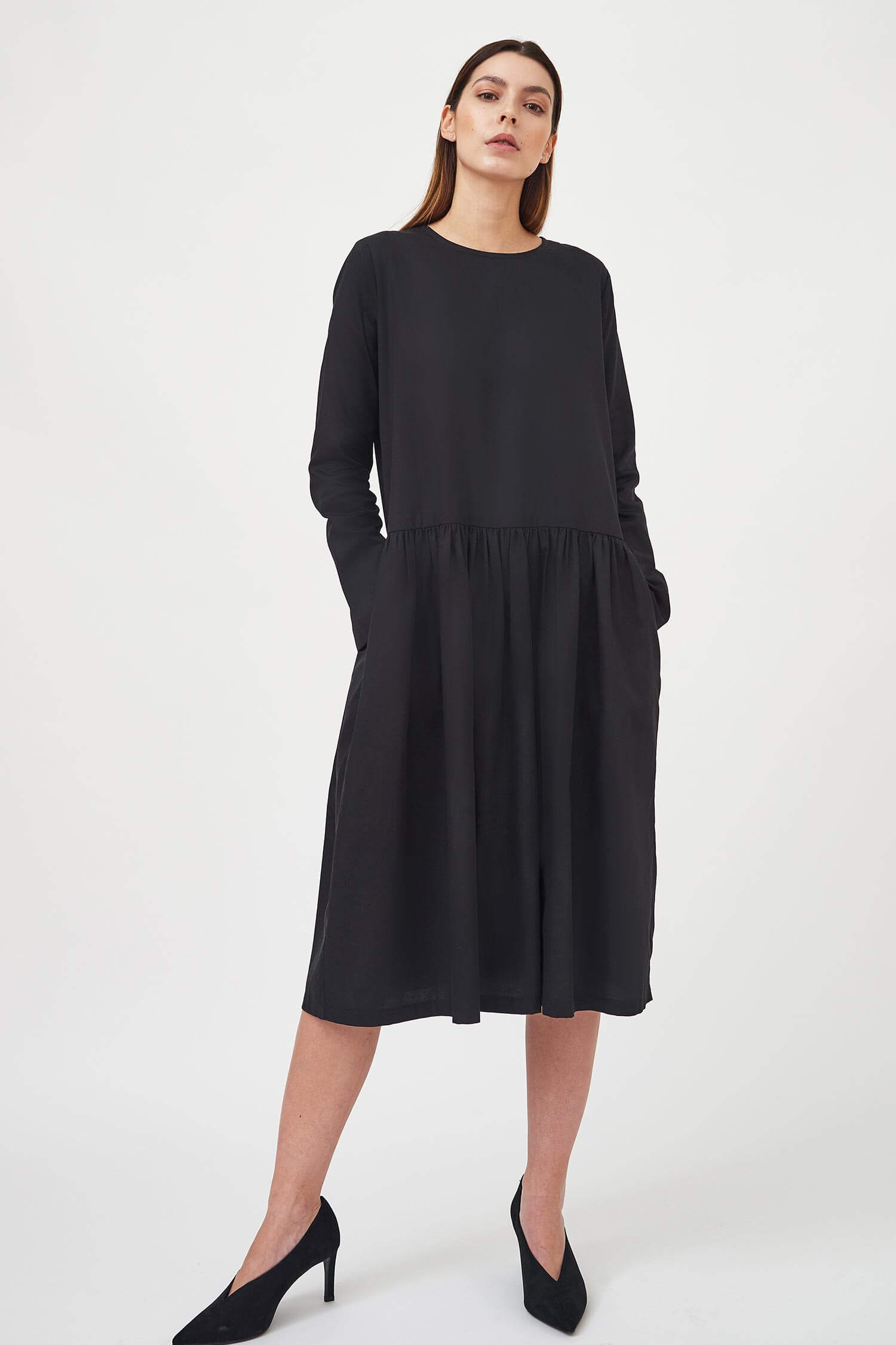 Black frilled midi dress - Image 2