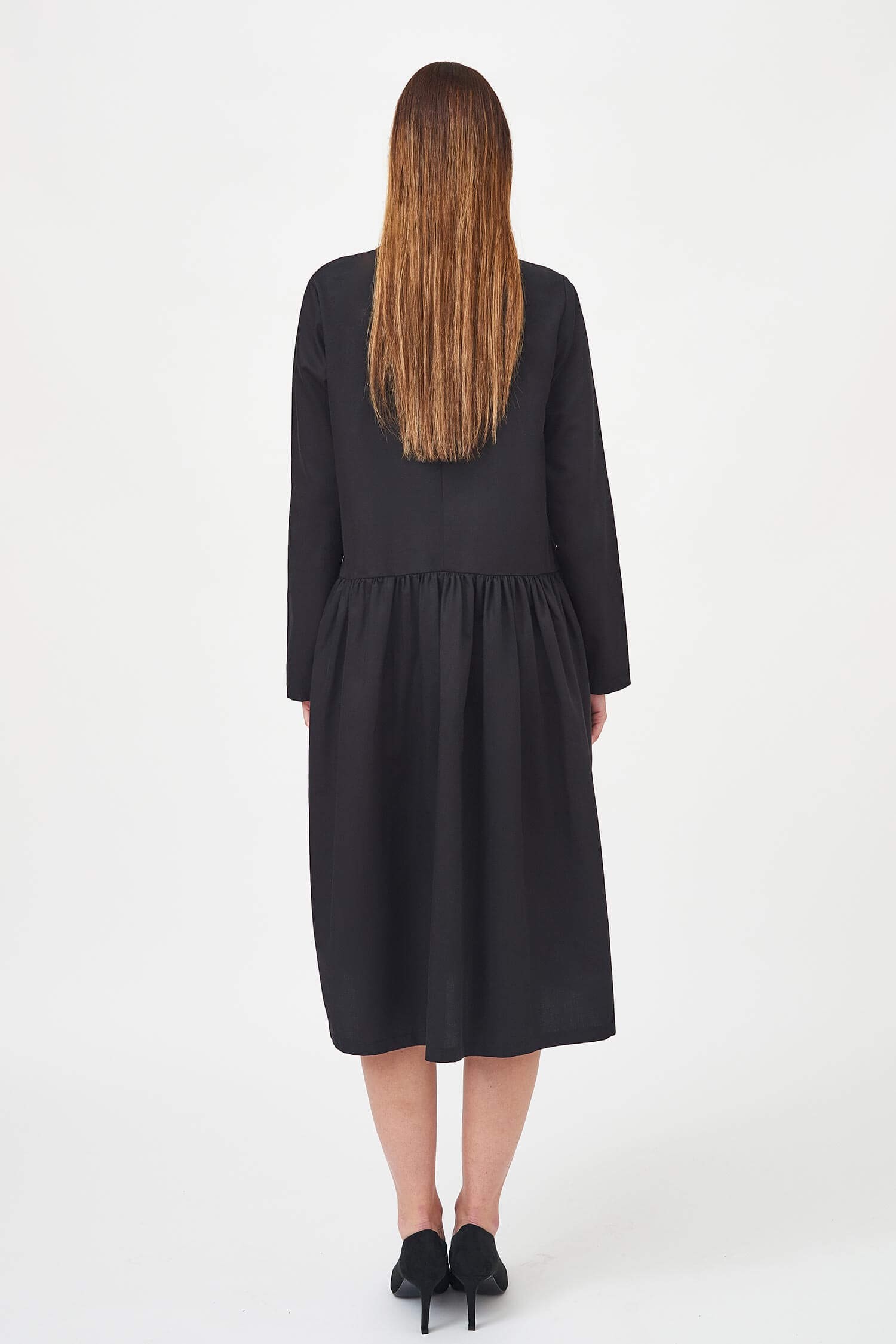 Black frilled midi dress - Image 4