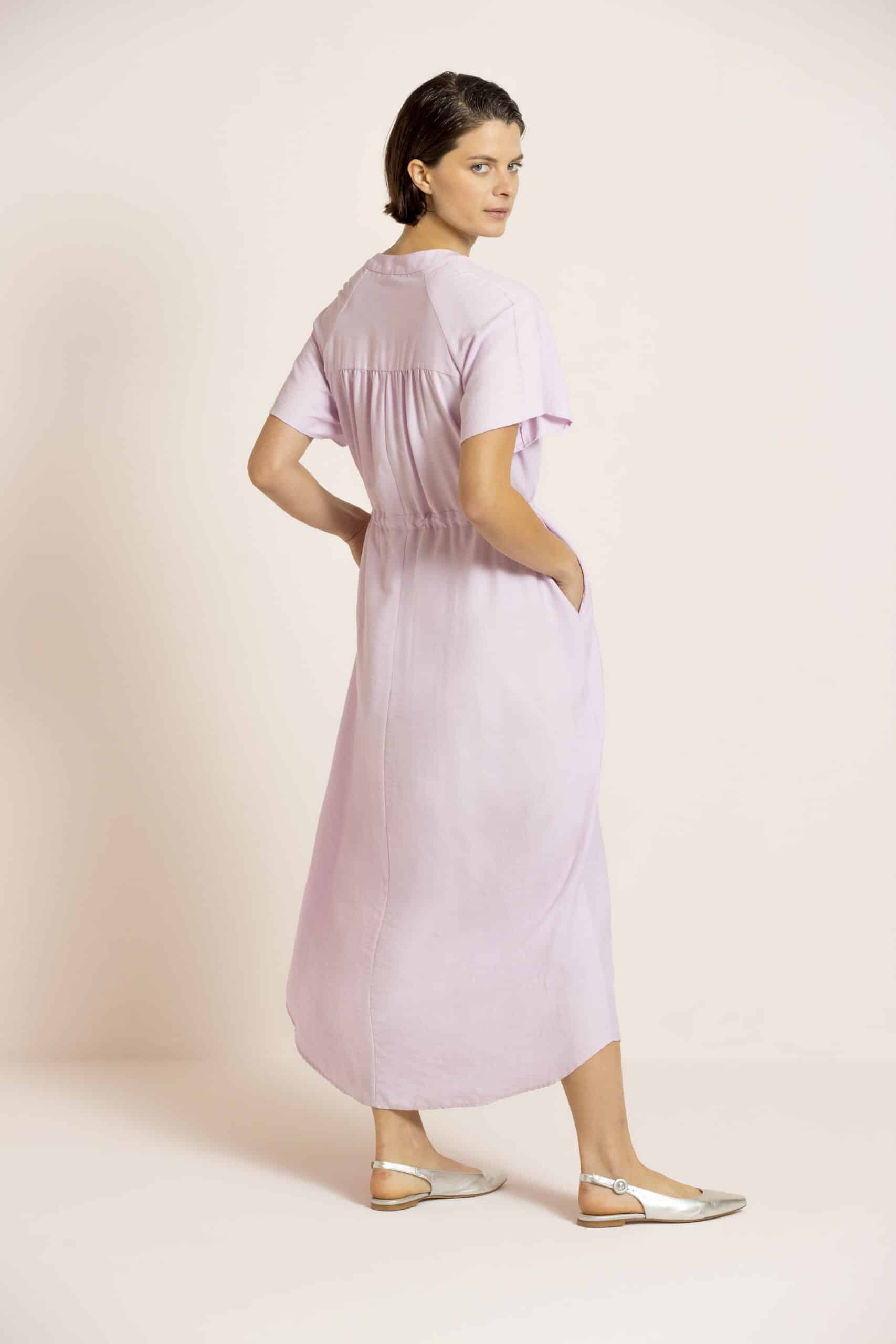 Pink twill short-sleeve dress - Image 3