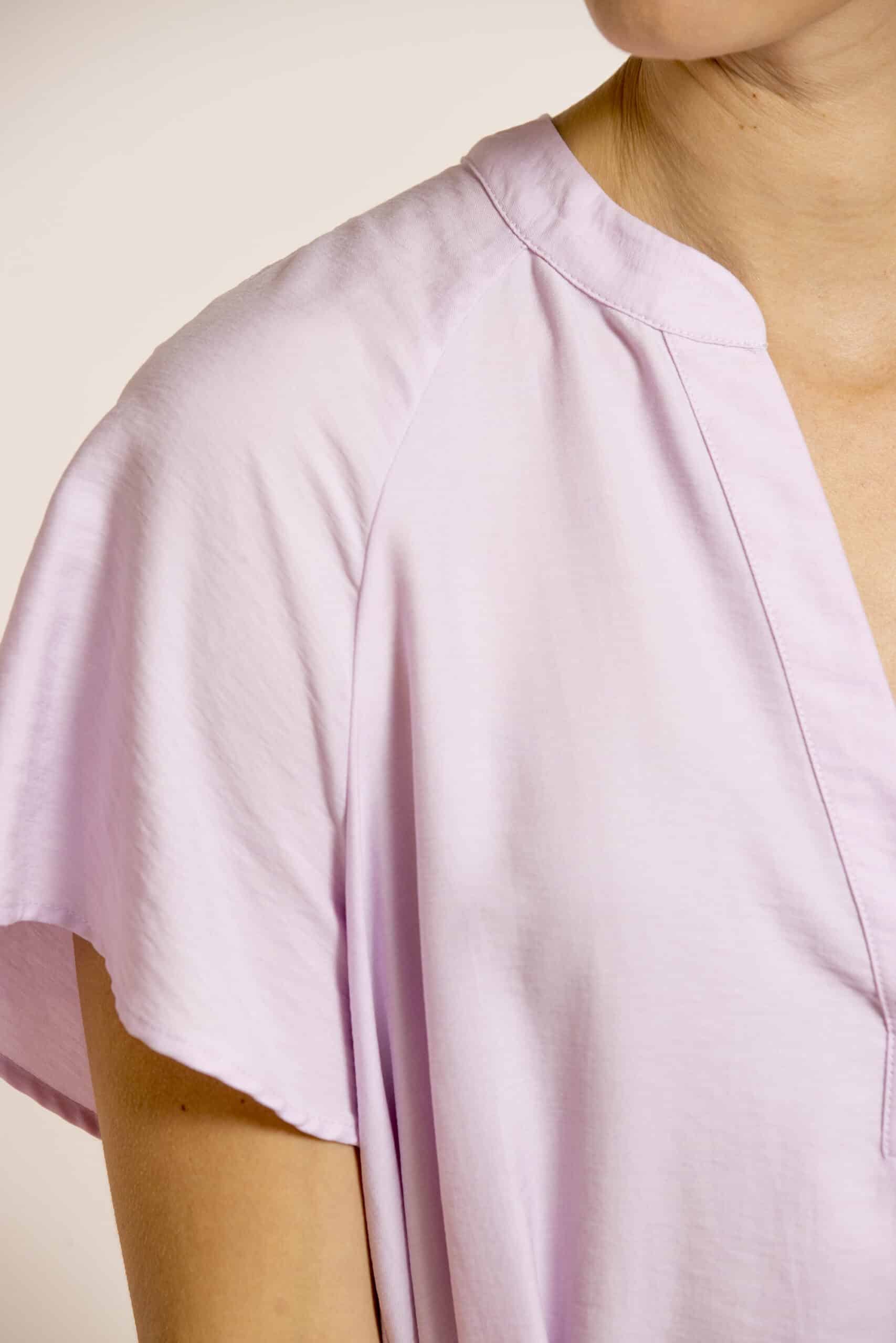 Pink twill short-sleeve dress - Image 4