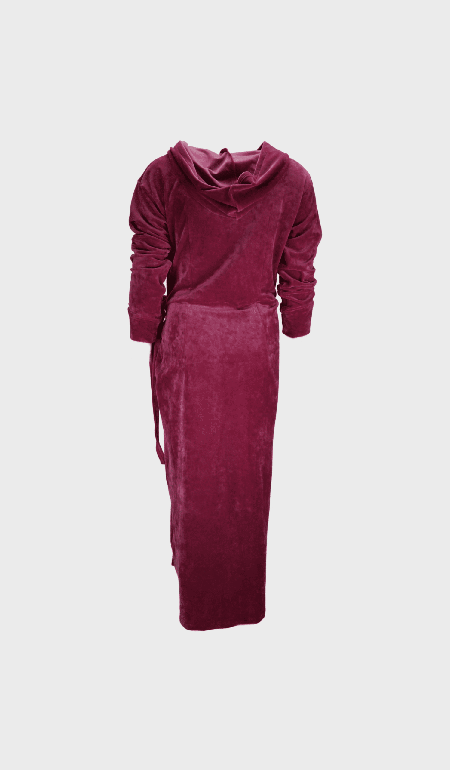 Pink velvet faux-wrap hooded dress - Image 2