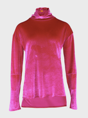 Pink velvet turtleneck top