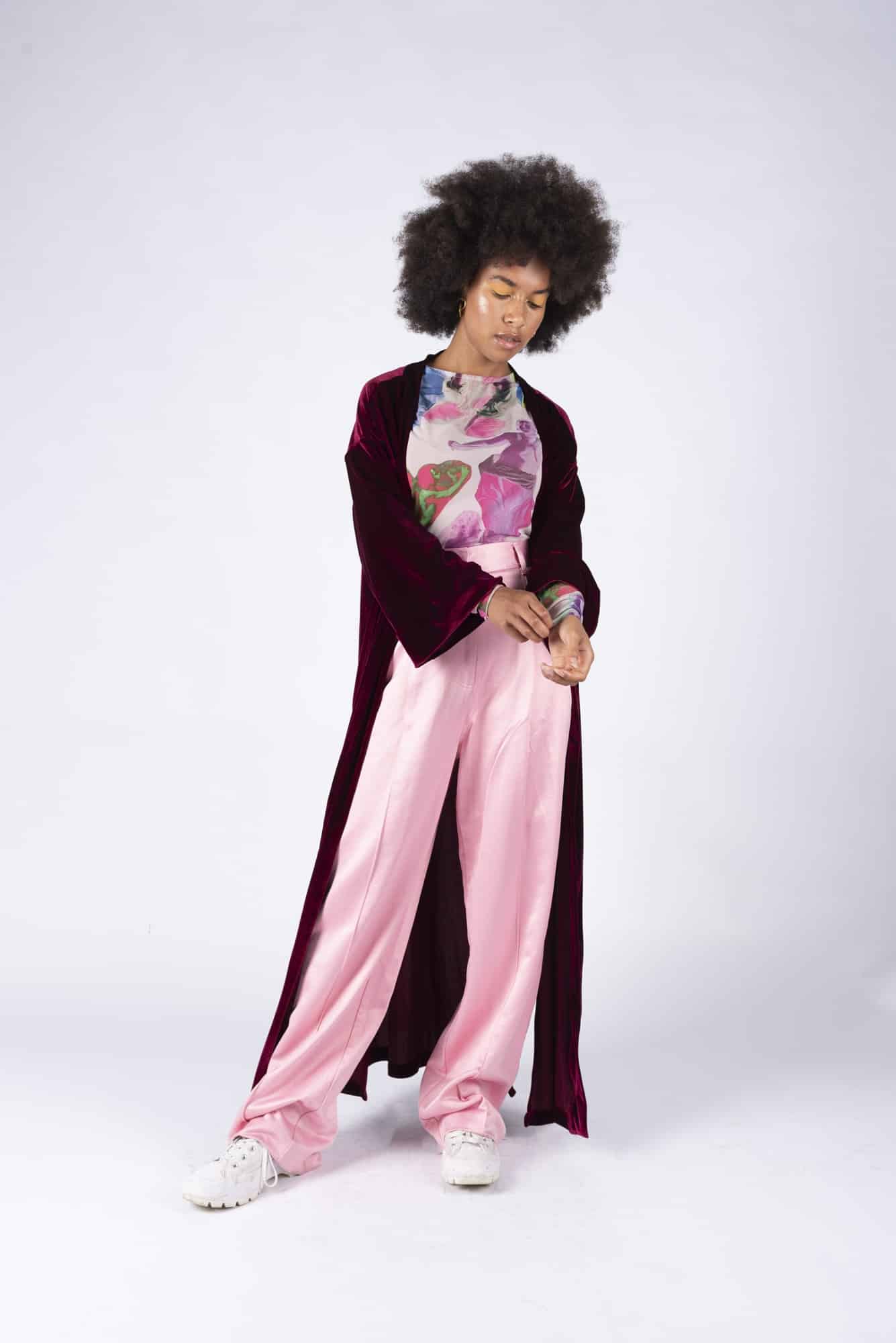 Wine red velvet Limoncillo kimono - Image 4