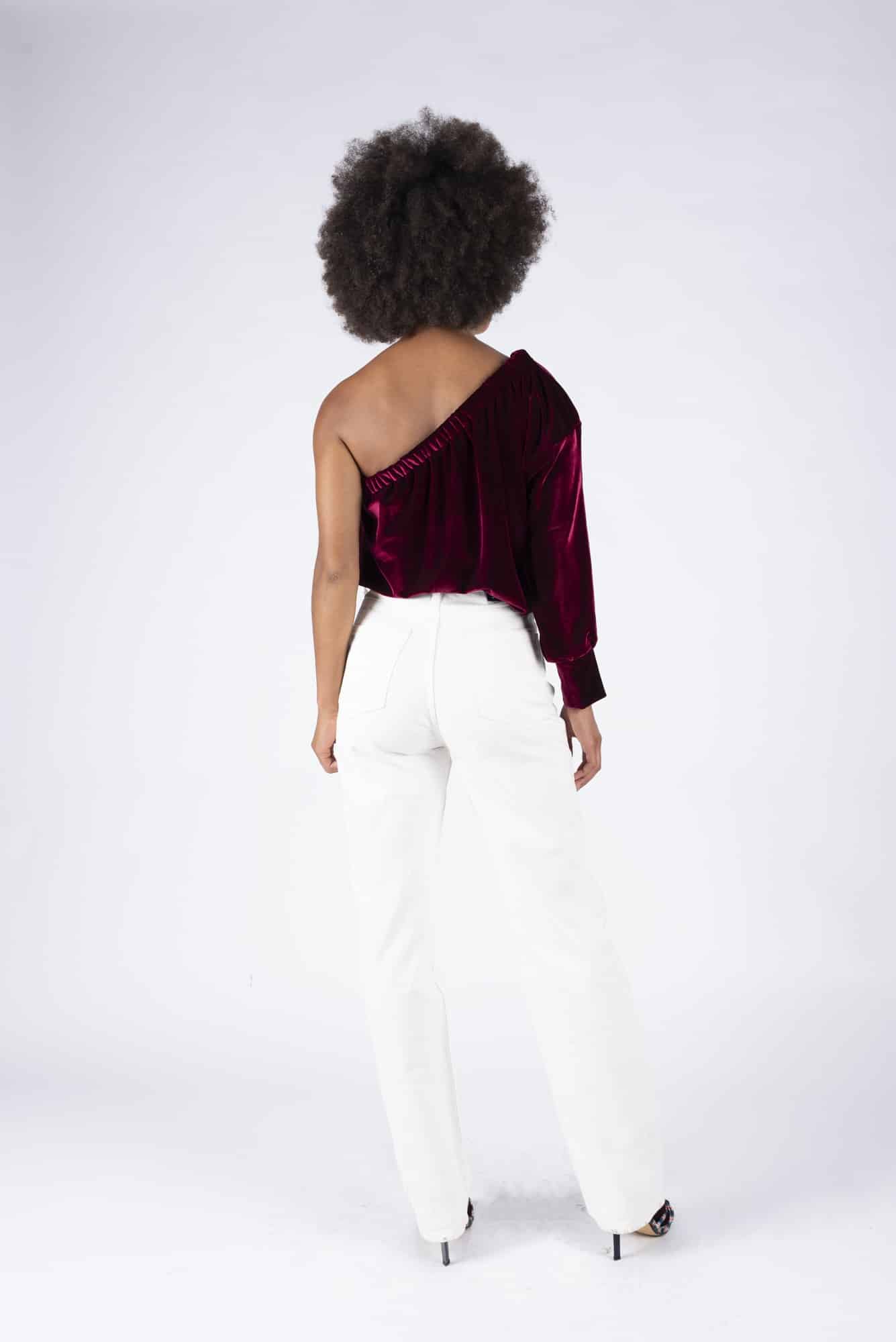 Wine red asymmetric Valessa top - Image 4