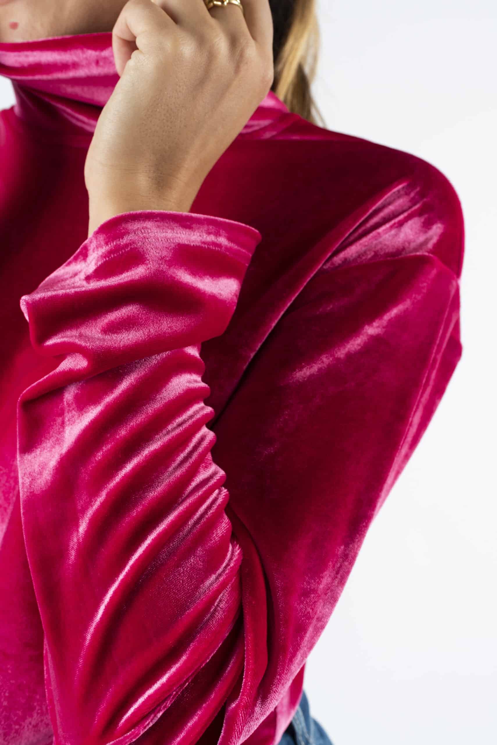 Pink velvet faux-wrap hooded dress - Image 5