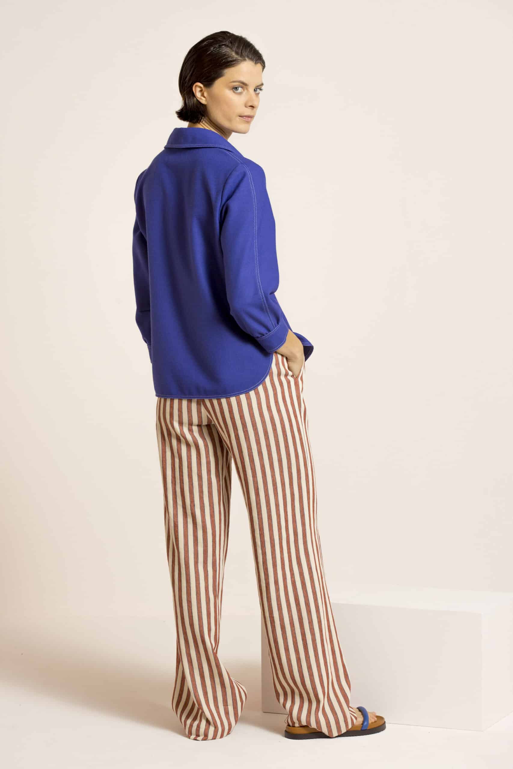 Beige and orange tailored trousers - Image 3