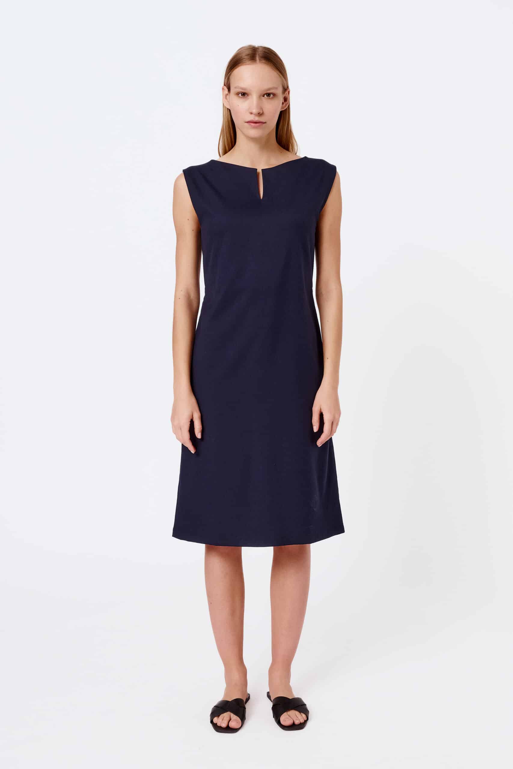 Navy belted sleeveless dress - Image 4