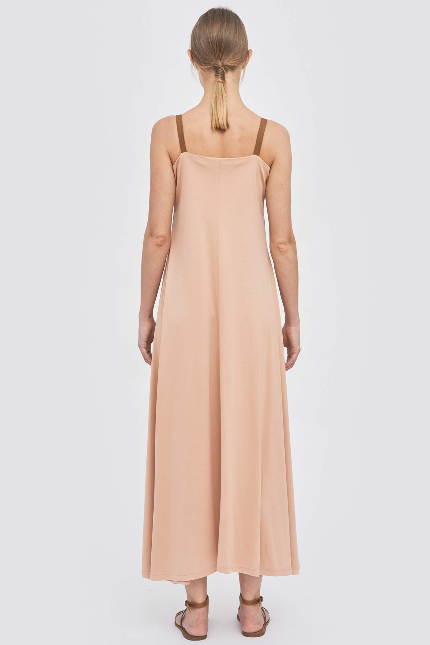 Beige strap detail tencel dress - Image 3