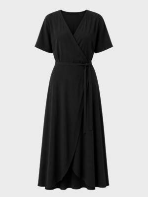 Black tencel wrap dress