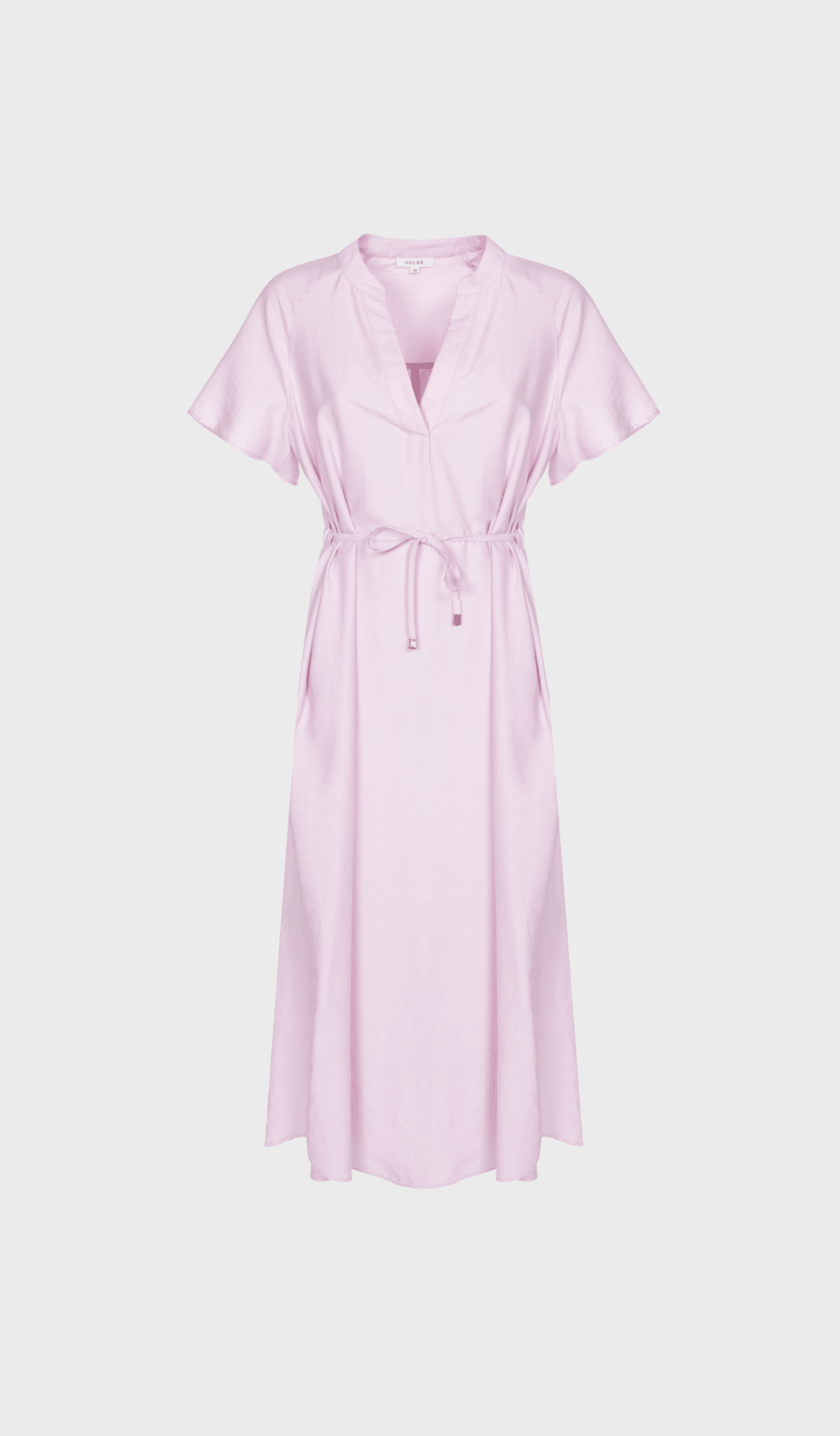 Pink twill short-sleeve dress