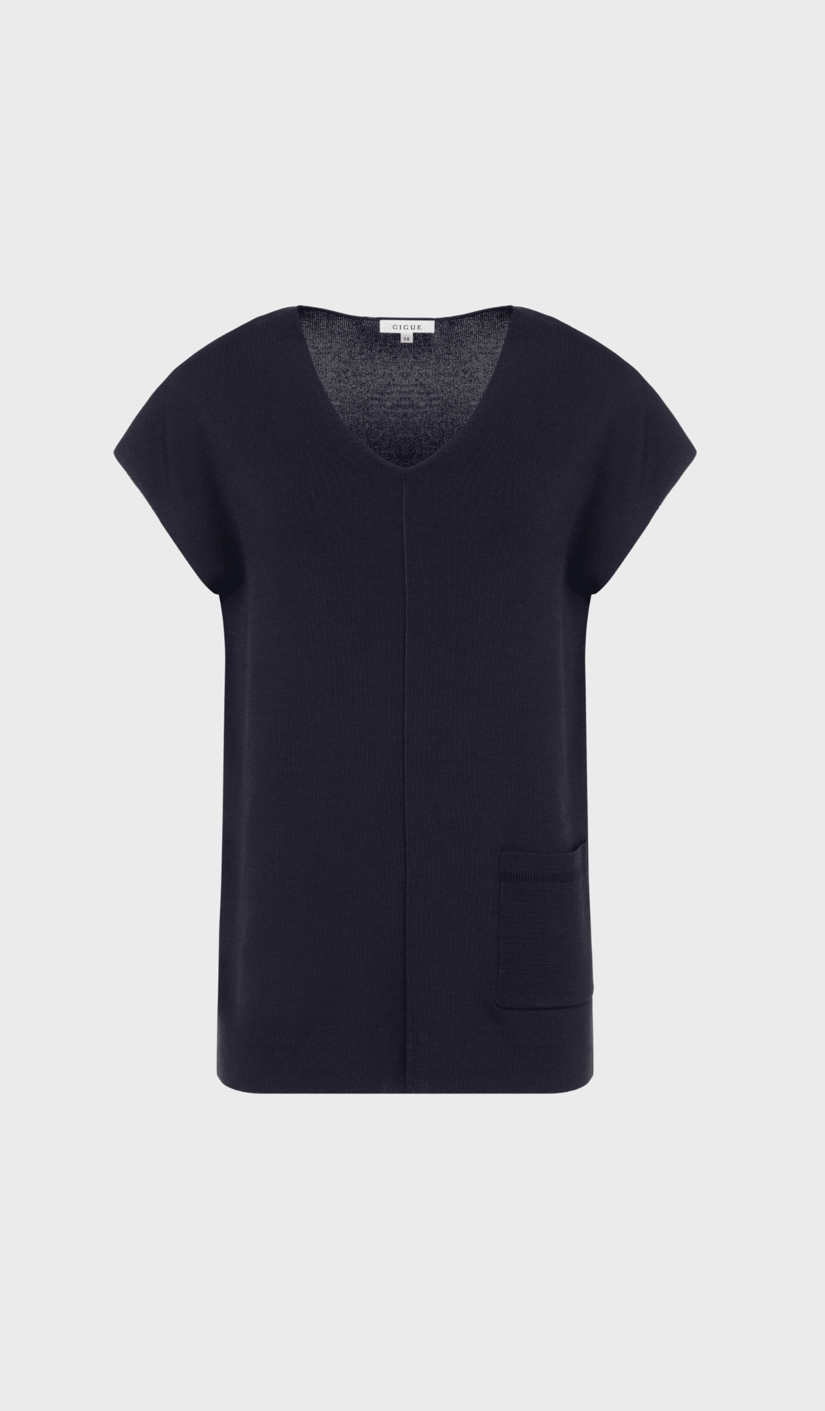 Navy relaxed-fit V-neck blouse