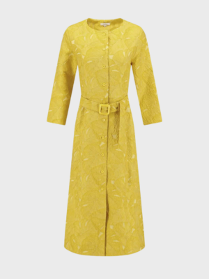 Citrus yellow lace-pattern dress