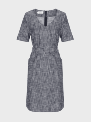 Navy knee-length dress with V-neck