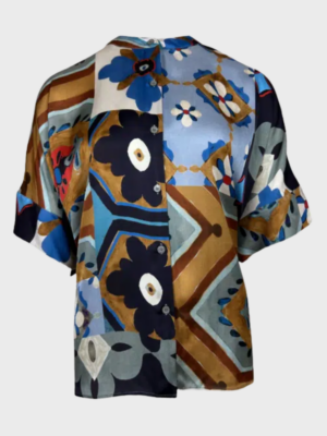 Blue multicolour oversized blouse