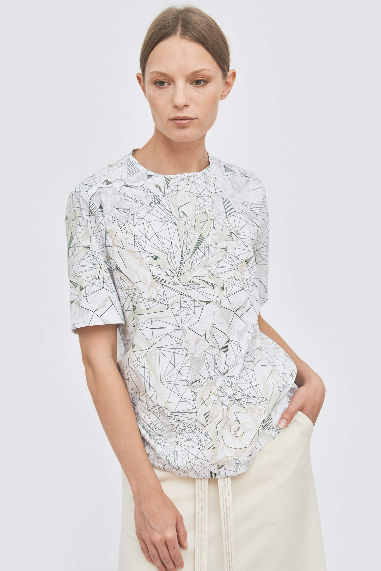 Straight neckline detail blouse - Image 2