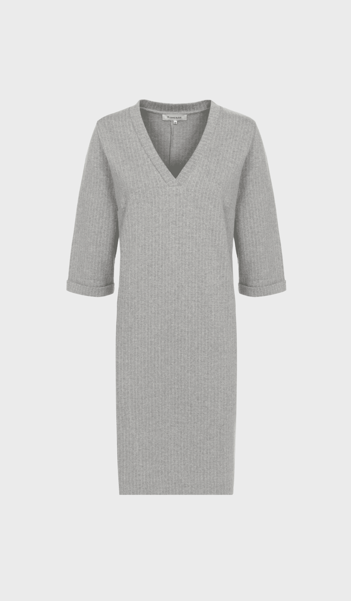 Grey pinstriped midi dress